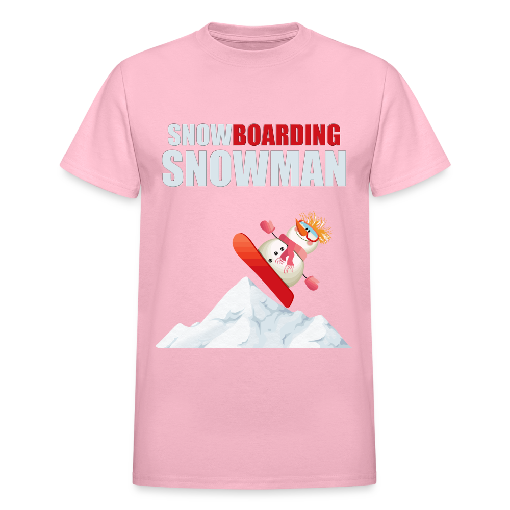 Snowboarding Snowman Shirt, Christmas Shirt, Holiday Shirt, Merry Christmas, Snowman Shirt, Snowboarding Shirt, Gift For Kids - light pink