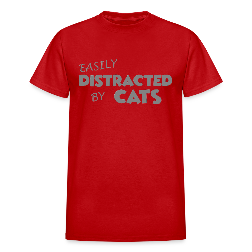 Easily Distracted By Cats Shirt, Cat Lover Shirt, Cat Lover T-Shirt, Funny Cat Shirt, Cat Saying Shirt, Cat Slogan Shirt, Cat Tee - red
