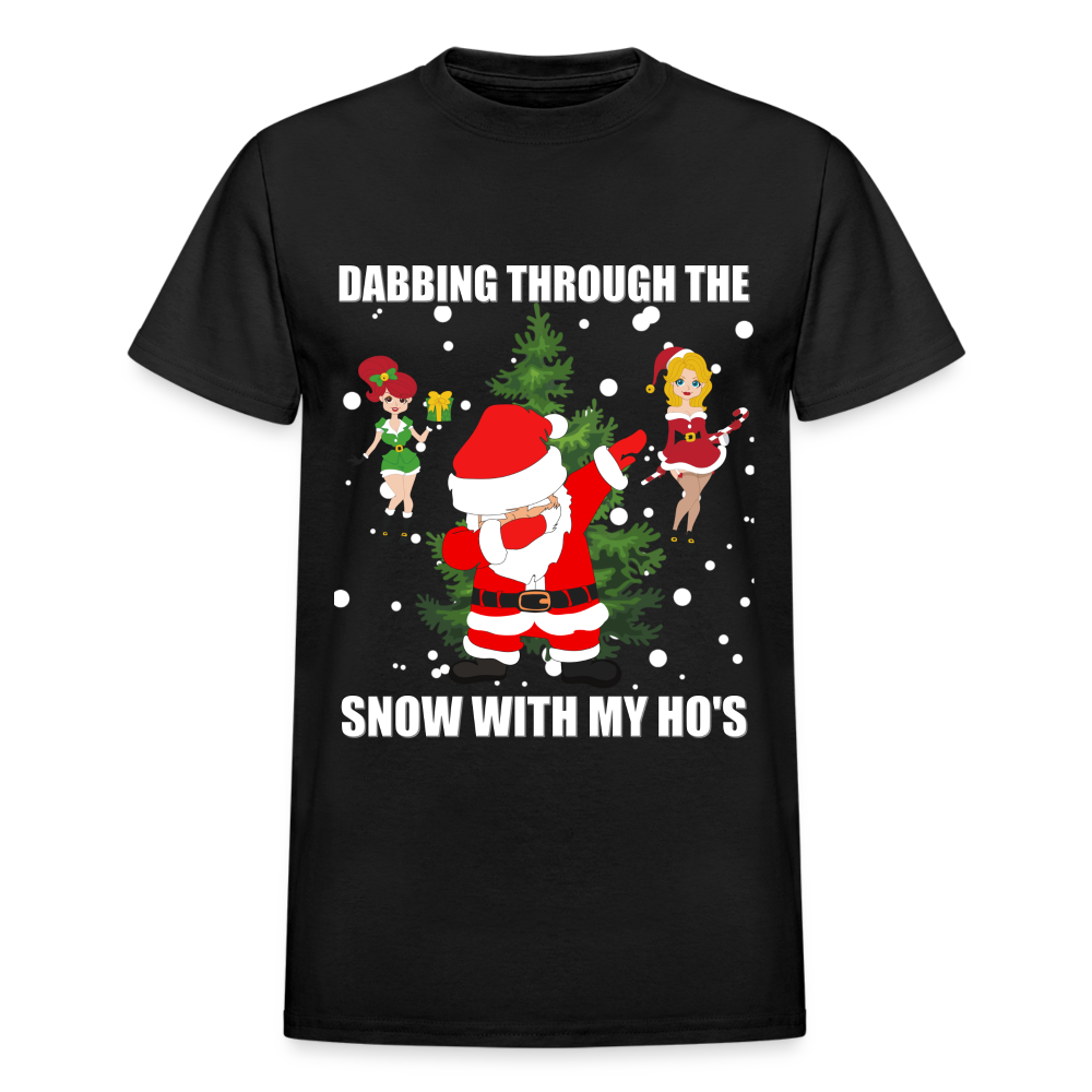 Dabbing Through, The Snow With My Ho's, Ugly Christmas Shirt, Christmas Shirt, Xmas Shirt, Funny Christmas Shirt, Men Christmas Shirt, Christmas T-shirt - black