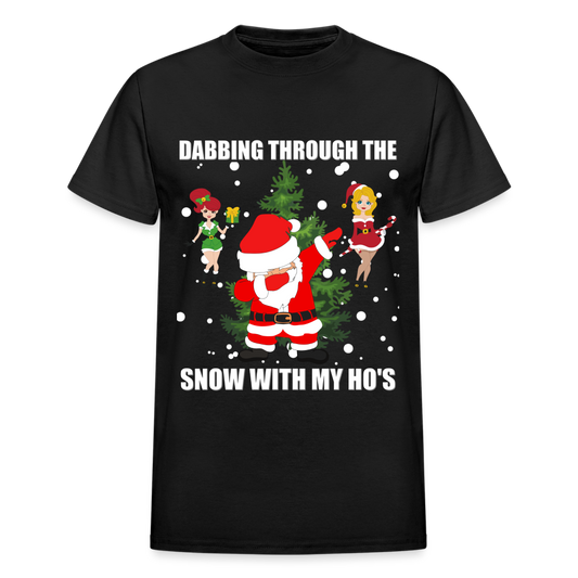 Dabbing Through, The Snow With My Ho's, Ugly Christmas Shirt, Christmas Shirt, Xmas Shirt, Funny Christmas Shirt, Men Christmas Shirt, Christmas T-shirt - black