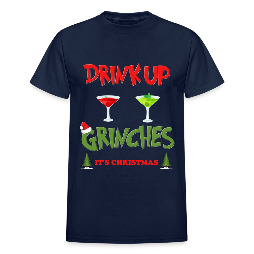 Drink Up Grinches Shirt, Christmas Gifts, Holiday Party, Funny Christmas Shirt, Family Christmas Shirts, Funny Holiday, What Up Grinches Tee - navy