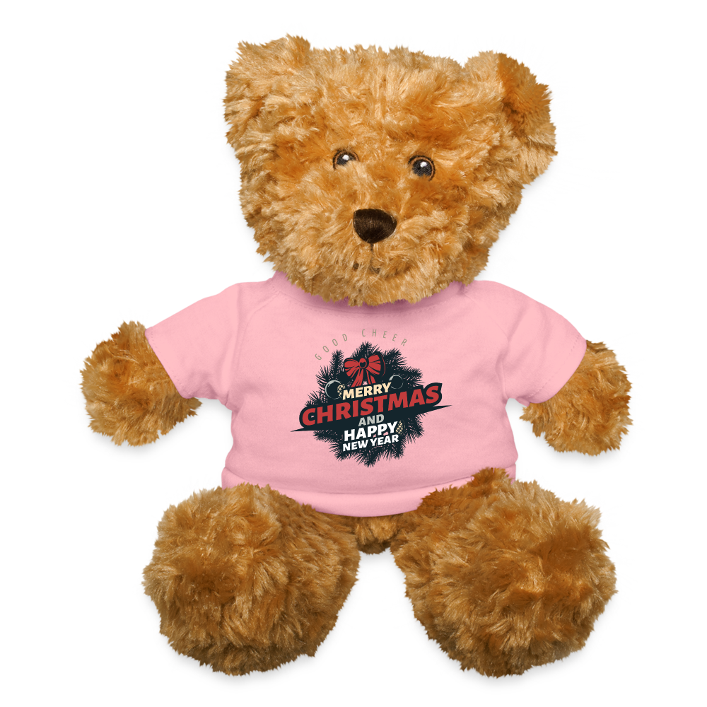 Christmas Teddy Bear, Merry Christmas Bear, Happy New Year, Xmas Teddy Bear, Xmas Bear, NYE Bear, Christmas Gift, Xmas Gift Idea - petal pink