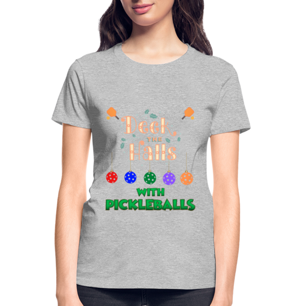 Pickleball Christmas, Deck The Halls With Pickleballs, Pickleball, Pickleball Player, Pickleball Paddle, funny pickleball Shirt - heather gray
