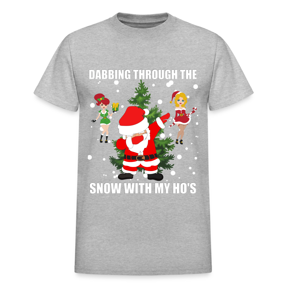 Dabbing Through, The Snow With My Ho's, Ugly Christmas Shirt, Christmas Shirt, Xmas Shirt, Funny Christmas Shirt, Men Christmas Shirt, Christmas T-shirt - heather gray