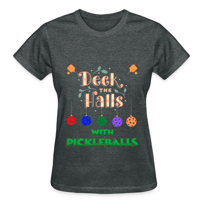 Pickleball Christmas, Deck The Halls With Pickleballs, Pickleball, Pickleball Player, Pickleball Paddle, funny pickleball Shirt - deep heather
