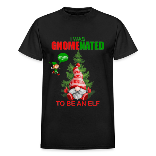 I Was Gnomenated To Be An Elf, Funny Christmas Gnome, Gnomes Christmas, Gnomes Christmas shirt, Men Christmas Shirt, Men Christmas shirt, Christmas Gift For Him, Christmas Pajamas - black