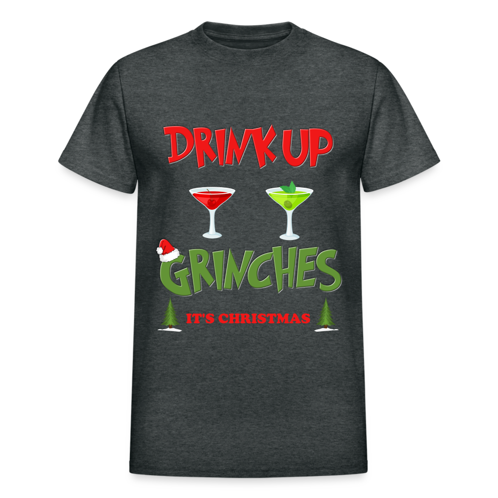 Drink Up Grinches Shirt, Christmas Gifts, Holiday Party, Funny Christmas Shirt, Family Christmas Shirts, Funny Holiday, What Up Grinches Tee - deep heather