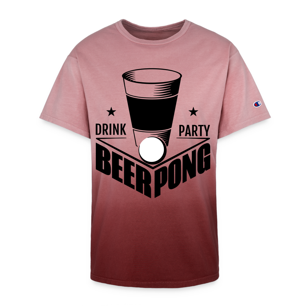 Beer Drinking, Beer Pong, Drinking Party, Beer Party, Champion Dip Dye T-shirt - maroon ombre