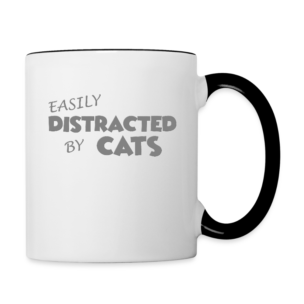 Easily Distracted By Cats Mug, Cat Lover Mug, Cat Owner Mug, Funny Cat Mug, Cat Saying Mug, Cat Slogan Mug, Cat Coffee Mug - white/black