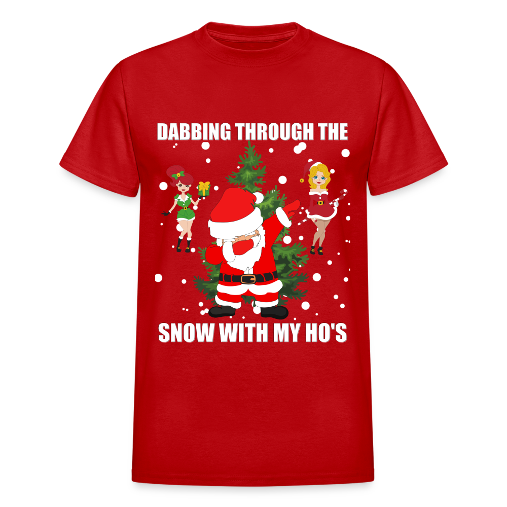 Dabbing Through, The Snow With My Ho's, Ugly Christmas Shirt, Christmas Shirt, Xmas Shirt, Funny Christmas Shirt, Men Christmas Shirt, Christmas T-shirt - red