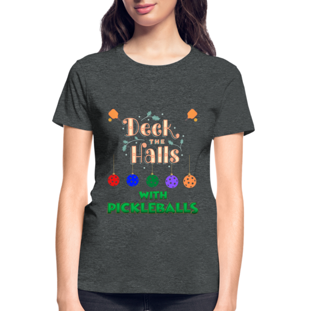 Pickleball Christmas, Deck The Halls With Pickleballs, Pickleball, Pickleball Player, Pickleball Paddle, funny pickleball Shirt - deep heather