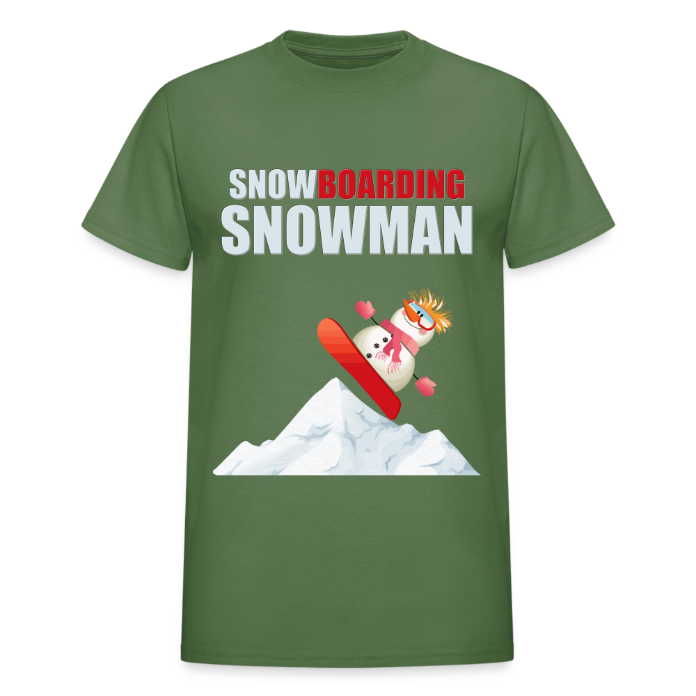 Snowboarding Snowman Shirt, Christmas Shirt, Holiday Shirt, Merry Christmas, Snowman Shirt, Snowboarding Shirt, Gift For Kids - military green