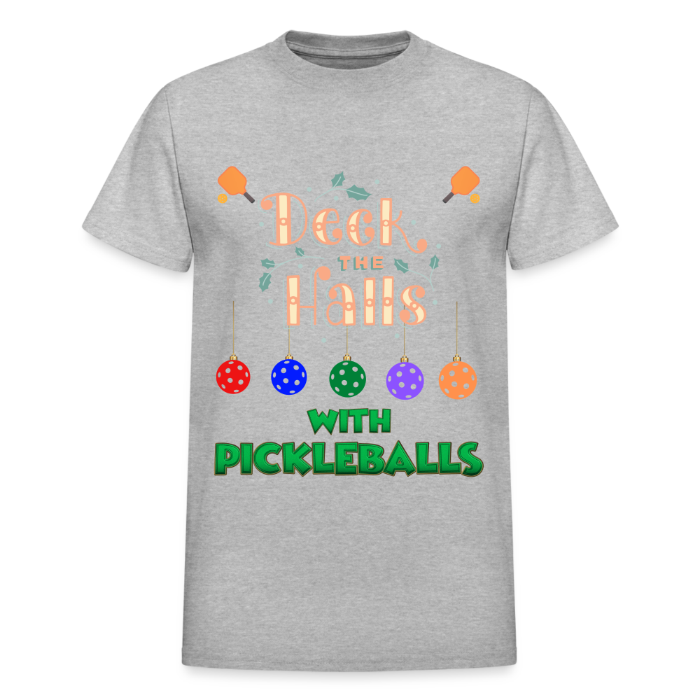 Deck The Halls With Pickleballs, Pickleball, Pickleball Player, Pickleball Christmas, Pickleball Paddle, funny pickleball Shirt - heather gray