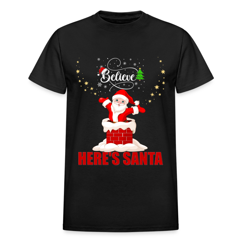 Believe Shirt, Here's Santa Shirt, Christmas Shirt, Holiday Shirt, Merry Christmas, Santa Shirt, Gift For Kids, Gift For Children - black