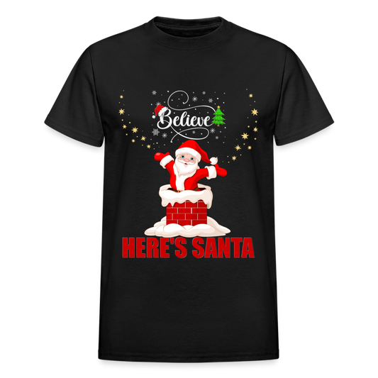 Believe Shirt, Here's Santa Shirt, Christmas Shirt, Holiday Shirt, Merry Christmas, Santa Shirt, Gift For Kids, Gift For Children - black