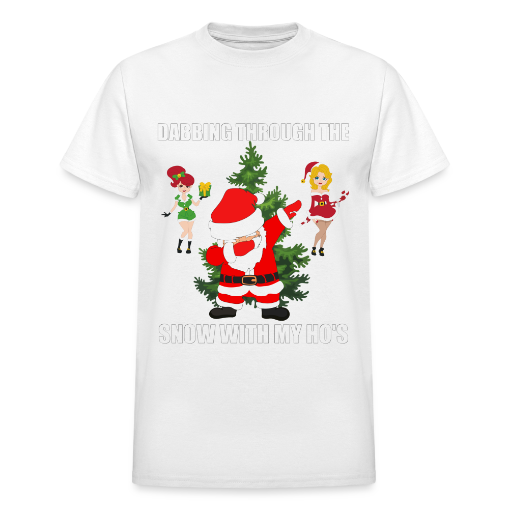 Dabbing Through, The Snow With My Ho's, Ugly Christmas Shirt, Christmas Shirt, Xmas Shirt, Funny Christmas Shirt, Men Christmas Shirt, Christmas T-shirt - white