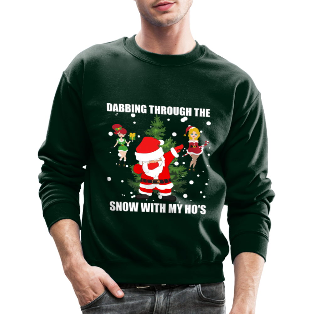 Dabbing Through, The Snow With My Ho's, Ugly Christmas Sweater, Christmas Sweater, Xmas Sweater, Funny Christmas Sweater, Men Christmas Sweater - forest green