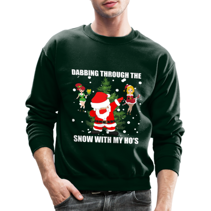 Dabbing Through, The Snow With My Ho's, Ugly Christmas Sweater, Christmas Sweater, Xmas Sweater, Funny Christmas Sweater, Men Christmas Sweater - forest green