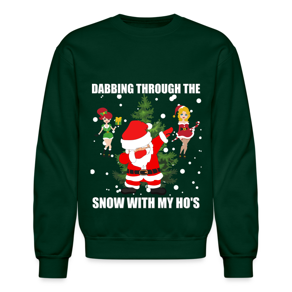 Dabbing Through, The Snow With My Ho's, Ugly Christmas Sweater, Christmas Sweater, Xmas Sweater, Funny Christmas Sweater, Men Christmas Sweater - forest green