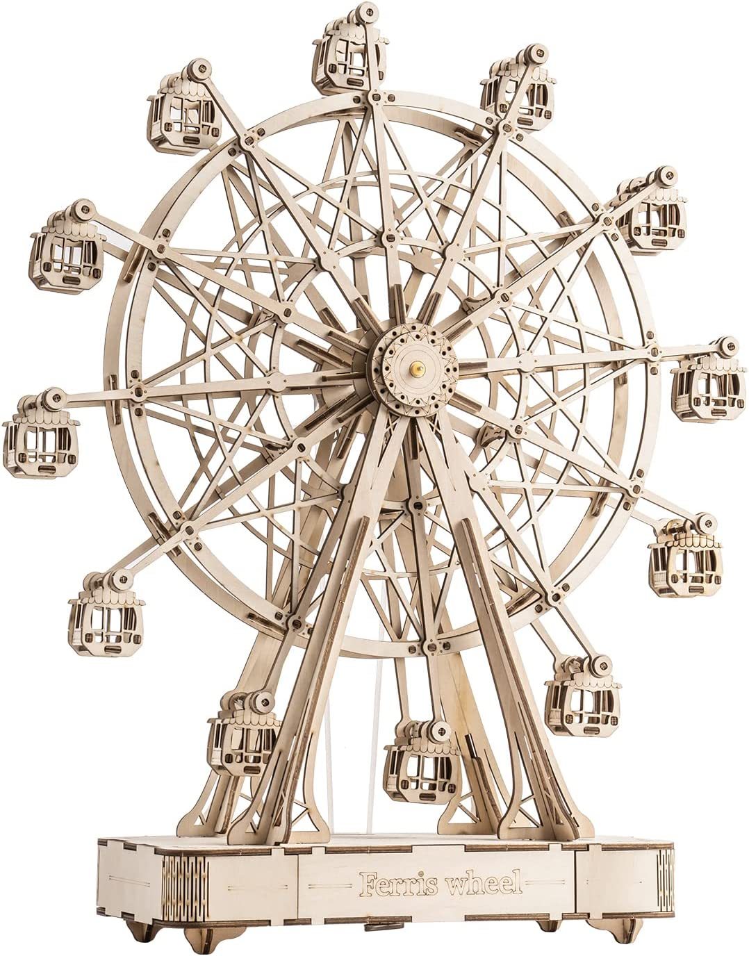 Ferris Wheel 3D, DIY Model, Wooden Rotatable, With Playing Music, Gift For Birthday, Gift For Him, Gift For Her