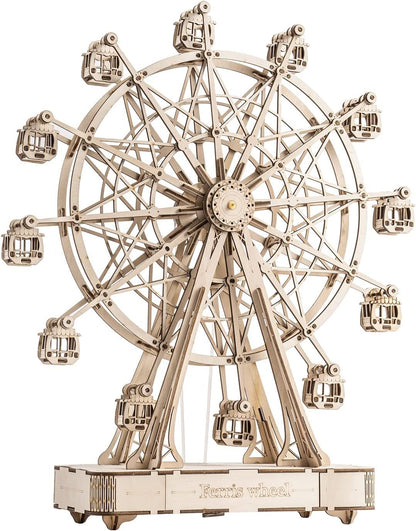 Ferris Wheel 3D, DIY Model, Wooden Rotatable, With Playing Music, Gift For Birthday, Gift For Him, Gift For Her