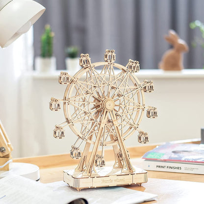 Ferris Wheel 3D, DIY Model, Wooden Rotatable, With Playing Music, Gift For Birthday, Gift For Him, Gift For Her