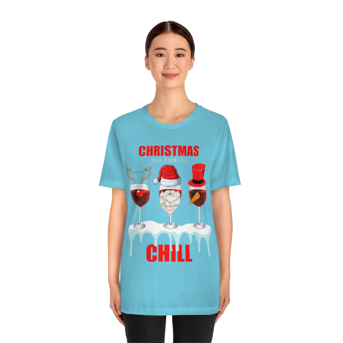 Christmas Is A Time To Chill, Chilling, Santa, Frosty The Snowman, Rudolf The Red Nose Reindeer, Wine, Wine Lover, Snow, Ice, Winter, Wine Glass