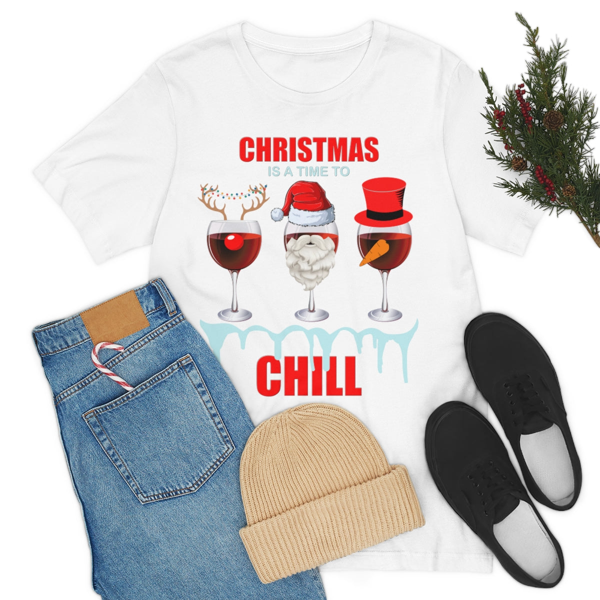 Christmas Is A Time To Chill, Chilling, Santa, Frosty The Snowman, Rudolf The Red Nose Reindeer, Wine, Wine Lover, Snow, Ice, Winter, Wine Glass