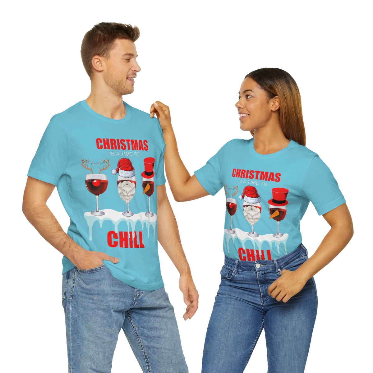 Christmas Is A Time To Chill, Chilling, Santa, Frosty The Snowman, Rudolf The Red Nose Reindeer, Wine, Wine Lover, Snow, Ice, Winter, Wine Glass