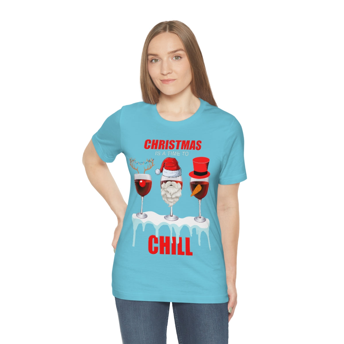 Christmas Is A Time To Chill, Chilling, Santa, Frosty The Snowman, Rudolf The Red Nose Reindeer, Wine, Wine Lover, Snow, Ice, Winter, Wine Glass