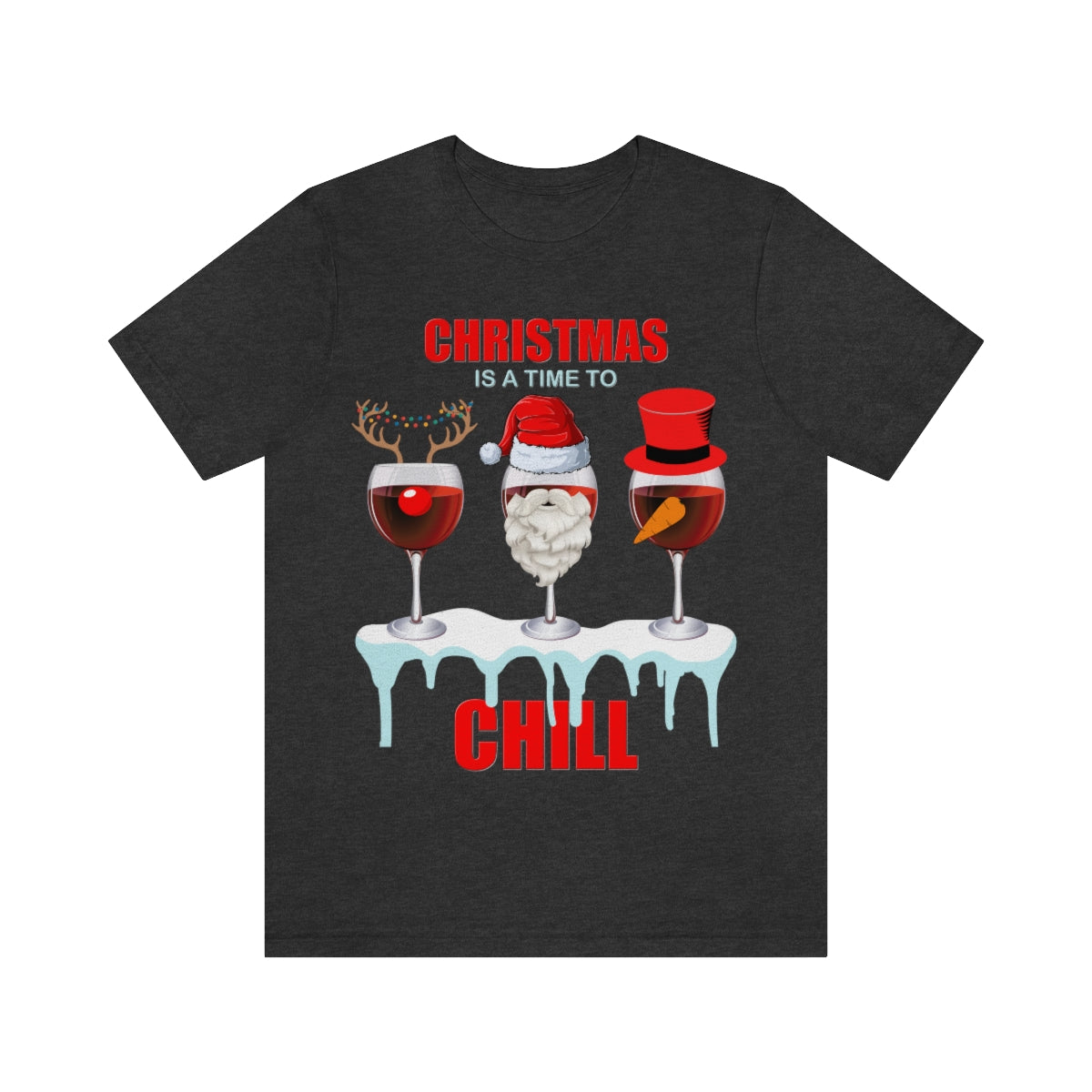 Christmas Is A Time To Chill, Chilling, Santa, Frosty The Snowman, Rudolf The Red Nose Reindeer, Wine, Wine Lover, Snow, Ice, Winter, Wine Glass