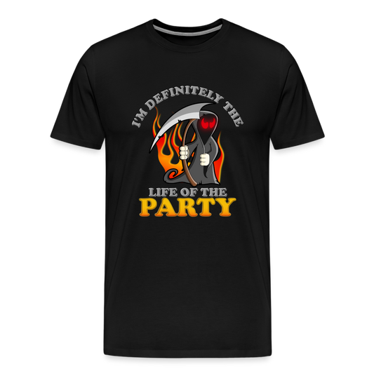 I'm Definitely The Life Of The Party, Grim Reaper, Death, Happy Halloween, Monster, Trick Or Treat, Spooky, Scary, Skull, Wolf, Werewolf, Orange, Bat, Red, Mountain, Men's Premium T-Shirt - black