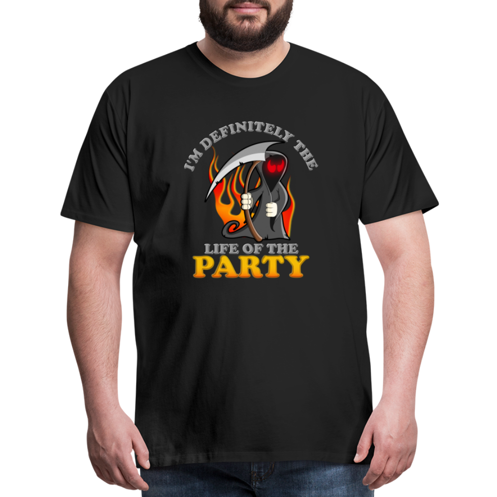 I'm Definitely The Life Of The Party, Grim Reaper, Death, Happy Halloween, Monster, Trick Or Treat, Spooky, Scary, Skull, Wolf, Werewolf, Orange, Bat, Red, Mountain, Men's Premium T-Shirt - black
