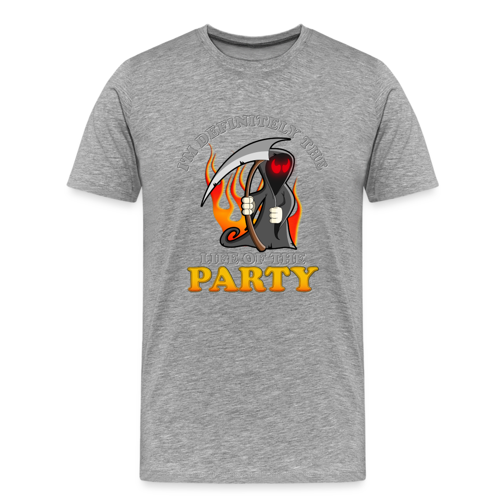 I'm Definitely The Life Of The Party, Grim Reaper, Death, Happy Halloween, Monster, Trick Or Treat, Spooky, Scary, Skull, Wolf, Werewolf, Orange, Bat, Red, Mountain, Men's Premium T-Shirt - heather gray
