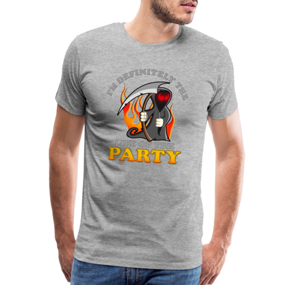 I'm Definitely The Life Of The Party, Grim Reaper, Death, Happy Halloween, Monster, Trick Or Treat, Spooky, Scary, Skull, Wolf, Werewolf, Orange, Bat, Red, Mountain, Men's Premium T-Shirt - heather gray