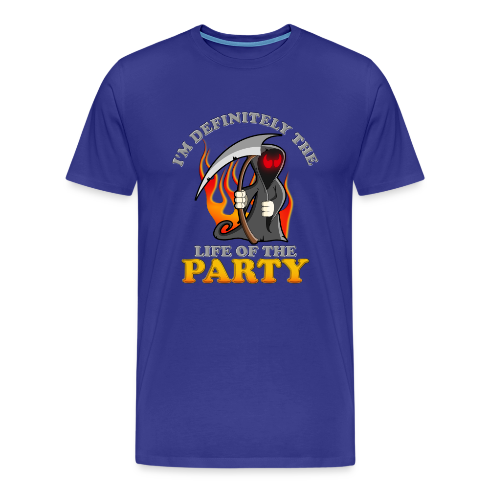 I'm Definitely The Life Of The Party, Grim Reaper, Death, Happy Halloween, Monster, Trick Or Treat, Spooky, Scary, Skull, Wolf, Werewolf, Orange, Bat, Red, Mountain, Men's Premium T-Shirt - royal blue