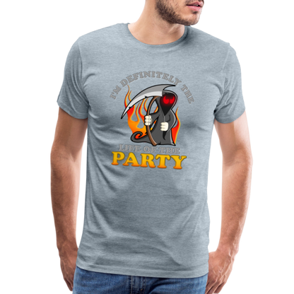 I'm Definitely The Life Of The Party, Grim Reaper, Death, Happy Halloween, Monster, Trick Or Treat, Spooky, Scary, Skull, Wolf, Werewolf, Orange, Bat, Red, Mountain, Men's Premium T-Shirt - heather ice blue