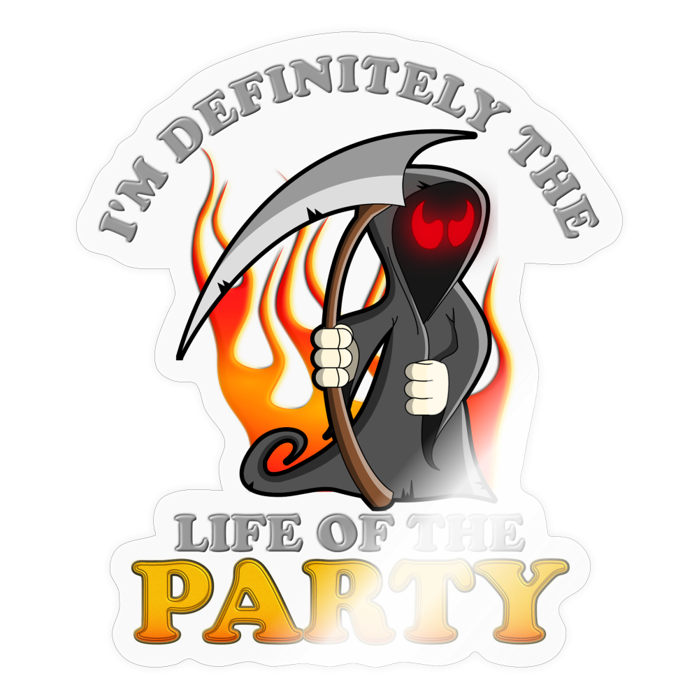 I'm Definitely The Life Of The Party, Grim Reaper, Death, Happy Halloween, Monster, Trick Or Treat, Spooky, Scary, Skull, Wolf, Werewolf, Orange, Bat, Red, Sticker - transparent glossy