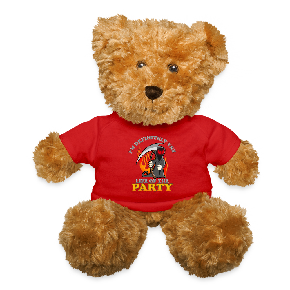 I'm Definitely The Life Of The Party, Grim Reaper, Death, Happy Halloween, Monster, Trick Or Treat, Spooky, Scary, Skull, Wolf, Werewolf, Orange, Bat, Red, Teddy Bear - red