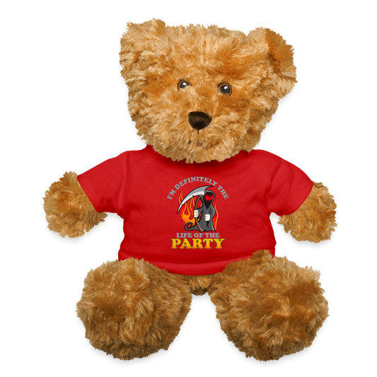 I'm Definitely The Life Of The Party, Grim Reaper, Death, Happy Halloween, Monster, Trick Or Treat, Spooky, Scary, Skull, Wolf, Werewolf, Orange, Bat, Red, Teddy Bear - red
