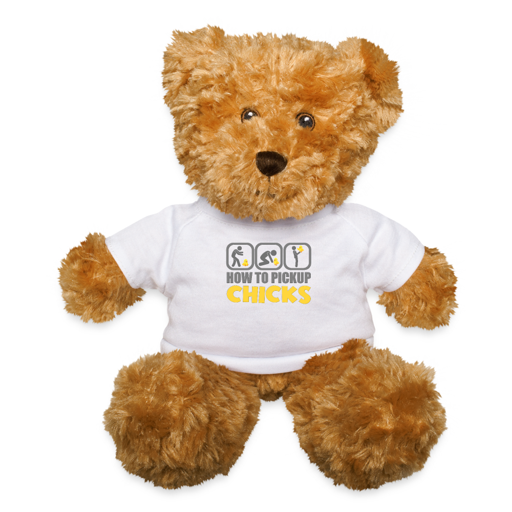 How To Pick Up Chicks Shirt, Fathers Day Gift Idea, Dad Shirt, Teenager Shirt, Pickup Line, Cheesy Pick-Up Lines Chicken, Chicks Teddy Bear - white