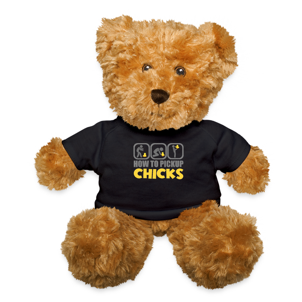 How To Pick Up Chicks Shirt, Fathers Day Gift Idea, Dad Shirt, Teenager Shirt, Pickup Line, Cheesy Pick-Up Lines Chicken, Chicks Teddy Bear - black