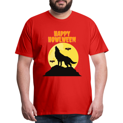 Happy Howlween, Happy Halloween, Monster, Trick Or Treat, Halloween, Spooky, Scary, Skull, Men's Premium T-Shirt - red