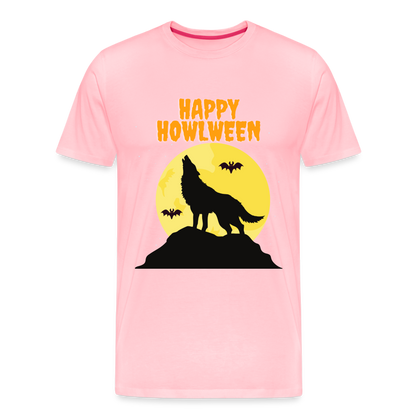 Happy Howlween, Happy Halloween, Monster, Trick Or Treat, Halloween, Spooky, Scary, Skull, Men's Premium T-Shirt - pink