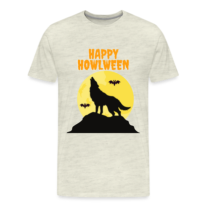 Happy Howlween, Happy Halloween, Monster, Trick Or Treat, Halloween, Spooky, Scary, Skull, Men's Premium T-Shirt - heather oatmeal
