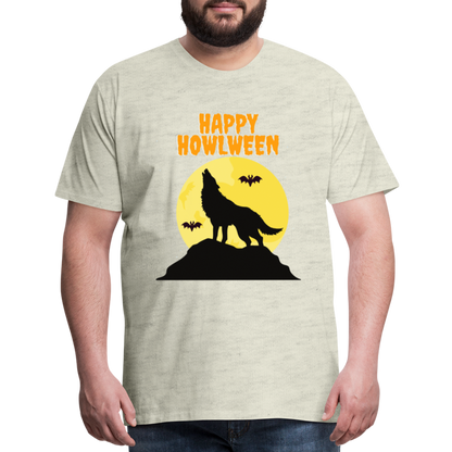 Happy Howlween, Happy Halloween, Monster, Trick Or Treat, Halloween, Spooky, Scary, Skull, Men's Premium T-Shirt - heather oatmeal