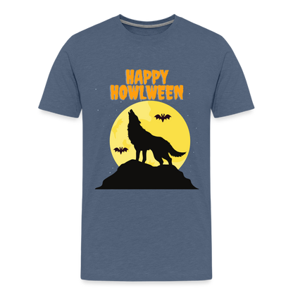Happy Howlween, Happy Halloween, Monster, Trick Or Treat, Halloween, Spooky, Scary, Skull, Men's Premium T-Shirt - heather blue