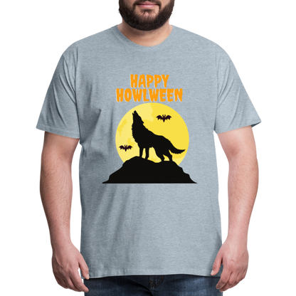 Happy Howlween, Happy Halloween, Monster, Trick Or Treat, Halloween, Spooky, Scary, Skull, Men's Premium T-Shirt - heather ice blue