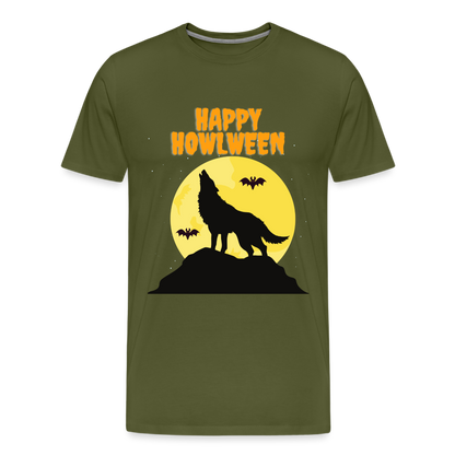 Happy Howlween, Happy Halloween, Monster, Trick Or Treat, Halloween, Spooky, Scary, Skull, Men's Premium T-Shirt - olive green