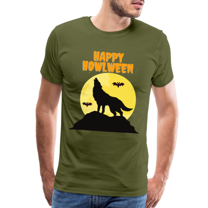 Happy Howlween, Happy Halloween, Monster, Trick Or Treat, Halloween, Spooky, Scary, Skull, Men's Premium T-Shirt - olive green